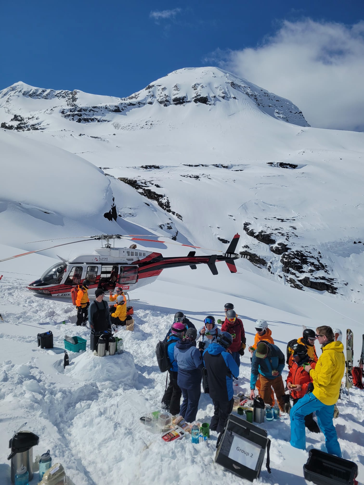 Sophie Dolan and friends on a backcountry heli-skiing trip
