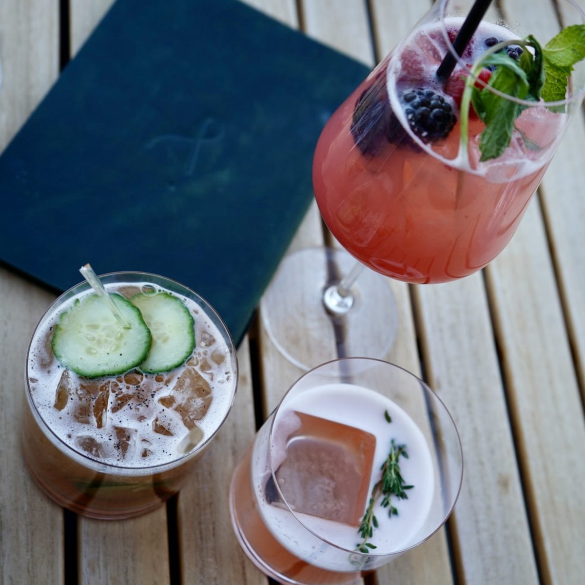 Juliette restaurant cocktails on an outdoor table